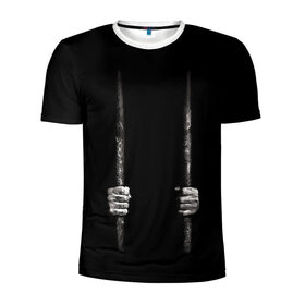 Мужская футболка 3D спортивная с принтом Взаперти в Петрозаводске, 100% полиэстер с улучшенными характеристиками | приталенный силуэт, круглая горловина, широкие плечи, сужается к линии бедра | в темноте | взаперти | руки | тьма
