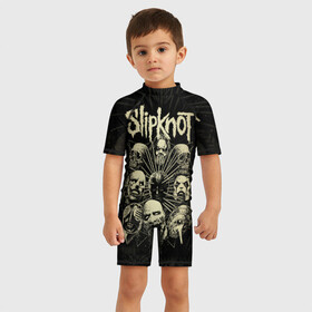 Детский купальный костюм 3D с принтом Slipknot в Петрозаводске, Полиэстер 85%, Спандекс 15% | застежка на молнии на спине | slipknot | we are not your kind | альтернативный метал | грув метал | метал | музыка | ню метал | слипнот