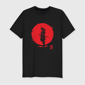 Мужская футболка премиум с принтом Самурайский Дух в Петрозаводске, 92% хлопок, 8% лайкра | приталенный силуэт, круглый вырез ворота, длина до линии бедра, короткий рукав | samurai | samurai spirit | самурай | самурайский дух | япония