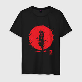 Мужская футболка хлопок с принтом Самурайский Дух в Петрозаводске, 100% хлопок | прямой крой, круглый вырез горловины, длина до линии бедер, слегка спущенное плечо. | Тематика изображения на принте: samurai | samurai spirit | самурай | самурайский дух | япония