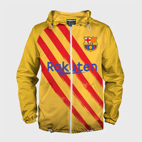 Мужская ветровка 3D с принтом Barcelona 4-th kit 19-20 в Петрозаводске, 100% полиэстер | подол и капюшон оформлены резинкой с фиксаторами, два кармана без застежек по бокам, один потайной карман на груди | Тематика изображения на принте: barcelona | champions | laliga | league | spain | барселона | испания | лига | месси | чемпионов