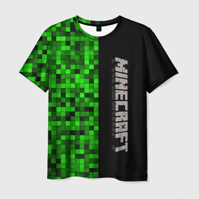 Мужская футболка 3D с принтом MINECRAFT в Петрозаводске, 100% полиэфир | прямой крой, круглый вырез горловины, длина до линии бедер | game | minecraft | блоки | игра | квадраты | компьютерная игра | крипер | майнкрафт