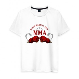 Мужская футболка хлопок с принтом MMA в Петрозаводске, 100% хлопок | прямой крой, круглый вырез горловины, длина до линии бедер, слегка спущенное плечо. | mma | бокс | единоборства | смешанные | спорт