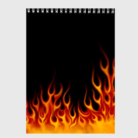 Скетчбук с принтом Пламя Old School в Петрозаводске, 100% бумага
 | 48 листов, плотность листов — 100 г/м2, плотность картонной обложки — 250 г/м2. Листы скреплены сверху удобной пружинной спиралью | Тематика изображения на принте: burn | fire | костер | нарисованный | огня | огонь | олдскул | пламени | пламя | пожар | пылает | рисованный огонь | языки