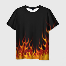 Мужская футболка 3D с принтом Пламя Old School в Петрозаводске, 100% полиэфир | прямой крой, круглый вырез горловины, длина до линии бедер | Тематика изображения на принте: burn | fire | костер | нарисованный | огня | огонь | олдскул | пламени | пламя | пожар | пылает | рисованный огонь | языки