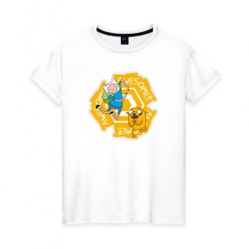 Женская футболка хлопок с принтом Awesome Adventure Time в Петрозаводске, 100% хлопок | прямой крой, круглый вырез горловины, длина до линии бедер, слегка спущенное плечо | adventure time | awesome | dsgnosadchaya | vdosadir | время приключений | джейк | пендлтон уорд | финн
