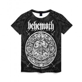 Женская футболка 3D с принтом Behemoth в Петрозаводске, 100% полиэфир ( синтетическое хлопкоподобное полотно) | прямой крой, круглый вырез горловины, длина до линии бедер | behemoth | black metal | death metal | inferno | nergal | orion | seth | блэк метал | группы | дэт метал | метал | музыка | рок
