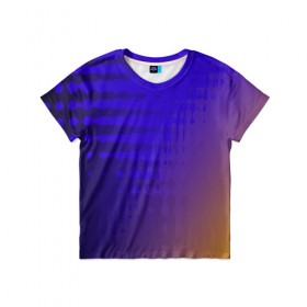 Детская футболка 3D с принтом Градиент PRO в Петрозаводске, 100% гипоаллергенный полиэфир | прямой крой, круглый вырез горловины, длина до линии бедер, чуть спущенное плечо, ткань немного тянется | волна | волны | градиент | синий | фиолетовый