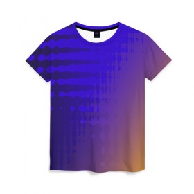Женская футболка 3D с принтом Градиент PRO в Петрозаводске, 100% полиэфир ( синтетическое хлопкоподобное полотно) | прямой крой, круглый вырез горловины, длина до линии бедер | волна | волны | градиент | синий | фиолетовый