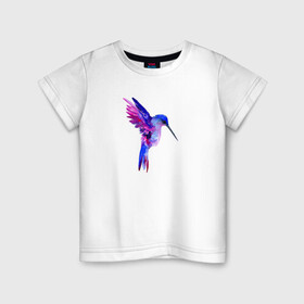 Детская футболка хлопок с принтом Колибри в Петрозаводске, 100% хлопок | круглый вырез горловины, полуприлегающий силуэт, длина до линии бедер | акварель | колибри | птица | рисунок