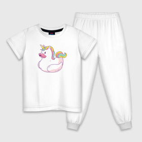 Детская пижама хлопок с принтом Уточка Единорог в Петрозаводске, 100% хлопок |  брюки и футболка прямого кроя, без карманов, на брюках мягкая резинка на поясе и по низу штанин
 | unicorn | единорог | радуга | утка | уточка