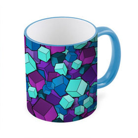 Кружка с принтом Кубы в Петрозаводске, керамика | ёмкость 330 мл | абстрактно | абстрактные | абстрактный | абстрактным | абстракция | кубики | кубические | кубический | кубическое | кубы | неон | неонка | неоновые | разноцветные | светящиеся | цветное | цветные