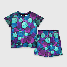 Детский костюм с шортами 3D с принтом Кубы в Петрозаводске,  |  | Тематика изображения на принте: абстрактно | абстрактные | абстрактный | абстрактным | абстракция | кубики | кубические | кубический | кубическое | кубы | неон | неонка | неоновые | разноцветные | светящиеся | цветное | цветные