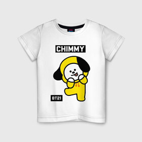 Детская футболка хлопок с принтом CHIMMY BT21 в Петрозаводске, 100% хлопок | круглый вырез горловины, полуприлегающий силуэт, длина до линии бедер | bt21 | bts | chimmy | cooky | koya | love yourself. | mang | rj | shooky | tata | бт21 | бтс