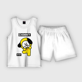 Детская пижама с шортами хлопок с принтом CHIMMY BT21 в Петрозаводске,  |  | bt21 | bts | chimmy | cooky | koya | love yourself. | mang | rj | shooky | tata | бт21 | бтс