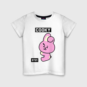 Детская футболка хлопок с принтом COOKY BT21 в Петрозаводске, 100% хлопок | круглый вырез горловины, полуприлегающий силуэт, длина до линии бедер | bt21 | bts | chimmy | cooky | koya | love yourself. | mang | rj | shooky | tata | бт21 | бтс