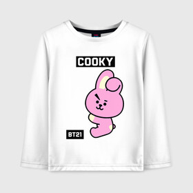 Детский лонгслив хлопок с принтом COOKY BT21 в Петрозаводске, 100% хлопок | круглый вырез горловины, полуприлегающий силуэт, длина до линии бедер | Тематика изображения на принте: bt21 | bts | chimmy | cooky | koya | love yourself. | mang | rj | shooky | tata | бт21 | бтс