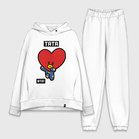 Женский костюм хлопок Oversize с принтом TATA BT21 в Петрозаводске,  |  | bt21 | bts | chimmy | cooky | koya | love yourself. | mang | rj | shooky | tata | бт21 | бтс