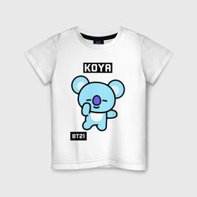 Детская футболка хлопок с принтом KOYA BT21 в Петрозаводске, 100% хлопок | круглый вырез горловины, полуприлегающий силуэт, длина до линии бедер | bt21 | bts | chimmy | cooky | koya | love yourself. | mang | rj | shooky | tata | бт21 | бтс