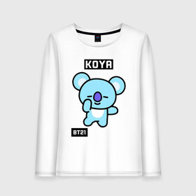 Женский лонгслив хлопок с принтом KOYA BT21 в Петрозаводске, 100% хлопок |  | bt21 | bts | chimmy | cooky | koya | love yourself. | mang | rj | shooky | tata | бт21 | бтс