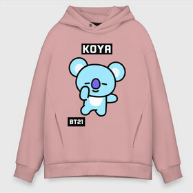 Мужское худи Oversize хлопок с принтом KOYA BT21 в Петрозаводске, френч-терри — 70% хлопок, 30% полиэстер. Мягкий теплый начес внутри —100% хлопок | боковые карманы, эластичные манжеты и нижняя кромка, капюшон на магнитной кнопке | Тематика изображения на принте: bt21 | bts | chimmy | cooky | koya | love yourself. | mang | rj | shooky | tata | бт21 | бтс