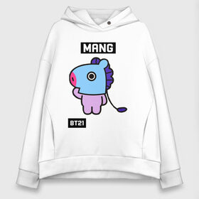 Женское худи Oversize хлопок с принтом MANG BT21 в Петрозаводске, френч-терри — 70% хлопок, 30% полиэстер. Мягкий теплый начес внутри —100% хлопок | боковые карманы, эластичные манжеты и нижняя кромка, капюшон на магнитной кнопке | bt21 | bts | chimmy | cooky | koya | love yourself. | mang | rj | shooky | tata | бт21 | бтс