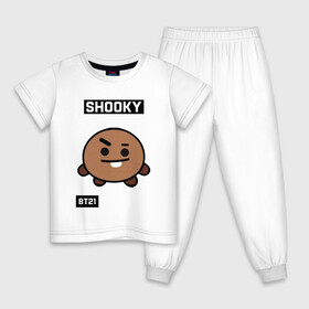 Детская пижама хлопок с принтом SHOOKY BT21 в Петрозаводске, 100% хлопок |  брюки и футболка прямого кроя, без карманов, на брюках мягкая резинка на поясе и по низу штанин
 | Тематика изображения на принте: bt21 | bts | chimmy | cooky | koya | love yourself. | mang | rj | shooky | tata | бт21 | бтс