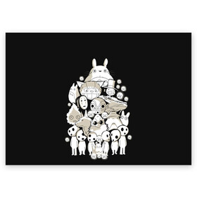 Поздравительная открытка с принтом Тоторо в Петрозаводске, 100% бумага | плотность бумаги 280 г/м2, матовая, на обратной стороне линовка и место для марки
 | anime | hayao miyazaki | japanese | meme | miyazaki | piano | studio ghibli | tokyo | totoro | гибли | котобус | мой | мэй | сацуки | сосед | сусуватари | тонари | тоторо | хаяо миядзаки