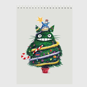 Скетчбук с принтом Новогодний Totoro в Петрозаводске, 100% бумага
 | 48 листов, плотность листов — 100 г/м2, плотность картонной обложки — 250 г/м2. Листы скреплены сверху удобной пружинной спиралью | Тематика изображения на принте: 