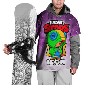 Накидка на куртку 3D с принтом BRAWL STARS LEON в Петрозаводске, 100% полиэстер |  | brawl stars | brawl stars leon | brawler | leon | бравл старз | бравлер | леон