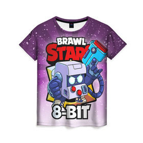 Женская футболка 3D с принтом BRAWL STARS 8-BIT в Петрозаводске, 100% полиэфир ( синтетическое хлопкоподобное полотно) | прямой крой, круглый вырез горловины, длина до линии бедер | 8 bit | 8 бит | brawl stars | brawl stars 8 bit | brawler | бравл старз | бравлер