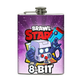 Фляга с принтом BRAWL STARS 8-BIT в Петрозаводске, металлический корпус | емкость 0,22 л, размер 125 х 94 мм. Виниловая наклейка запечатывается полностью | 8 bit | 8 бит | brawl stars | brawl stars 8 bit | brawler | бравл старз | бравлер