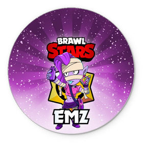 Коврик для мышки круглый с принтом BRAWL STARS EMZ в Петрозаводске, резина и полиэстер | круглая форма, изображение наносится на всю лицевую часть | brawl stars | brawl stars emz | brawler | emz | бравл старз | бравлер | эмз