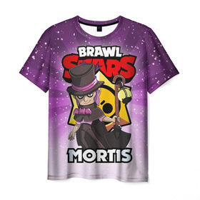 Мужская футболка 3D с принтом BRAWL STARS MORTIS в Петрозаводске, 100% полиэфир | прямой крой, круглый вырез горловины, длина до линии бедер | brawl stars | brawl stars mortis | brawler | mortis | бравл старз | бравлер | мортис