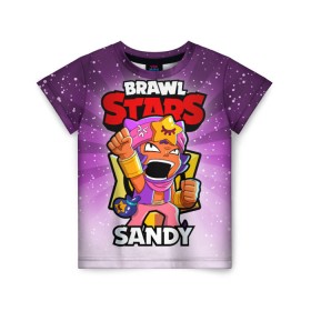 Детская футболка 3D с принтом BRAWL STARS SANDY в Петрозаводске, 100% гипоаллергенный полиэфир | прямой крой, круглый вырез горловины, длина до линии бедер, чуть спущенное плечо, ткань немного тянется | brawl stars | brawl stars sandy | brawler | sandy | бравл старз | бравлер | сэнди