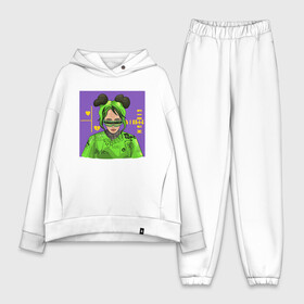 Женский костюм хлопок Oversize с принтом Billie Eilish Purple Art в Петрозаводске,  |  | bad | bad guy | billi | billie | billie eilish | eilish | good girl | music | swag | айлиш | беляш | били | били айлиш | билли | билли айлиш | билли эйлиш | биляш | музка | певица | эйлиш