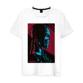 Мужская футболка хлопок с принтом Terminator в Петрозаводске, 100% хлопок | прямой крой, круглый вырез горловины, длина до линии бедер, слегка спущенное плечо. | 