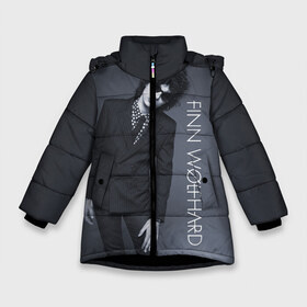 Зимняя куртка для девочек 3D с принтом Финн Вулфард в Петрозаводске, ткань верха — 100% полиэстер; подклад — 100% полиэстер, утеплитель — 100% полиэстер. | длина ниже бедра, удлиненная спинка, воротник стойка и отстегивающийся капюшон. Есть боковые карманы с листочкой на кнопках, утяжки по низу изделия и внутренний карман на молнии. 

Предусмотрены светоотражающий принт на спинке, радужный светоотражающий элемент на пуллере молнии и на резинке для утяжки. | finn wolfhard | kid from it | kid fron stranger things | актёр | майк из очень странные де | мальчик из оно | мальчик из очень странные дела | ричи из оно | финн | финн вулфард