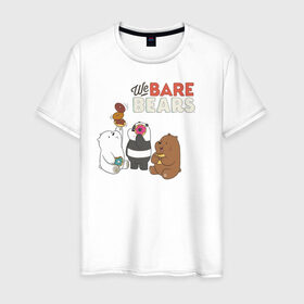 Мужская футболка хлопок с принтом baby Bears в Петрозаводске, 100% хлопок | прямой крой, круглый вырез горловины, длина до линии бедер, слегка спущенное плечо. | baby bears | bare bears | dsgngerzen | grizz | isebear | panpan | vdgerir