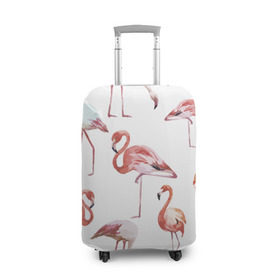 Чехол для чемодана 3D с принтом Розовый фламинго в Петрозаводске, 86% полиэфир, 14% спандекс | двустороннее нанесение принта, прорези для ручек и колес | 