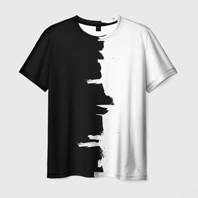 Мужская футболка 3D с принтом Черным по белому в Петрозаводске, 100% полиэфир | прямой крой, круглый вырез горловины, длина до линии бедер | Тематика изображения на принте: black | white | белый | инь | чб | черный | янь