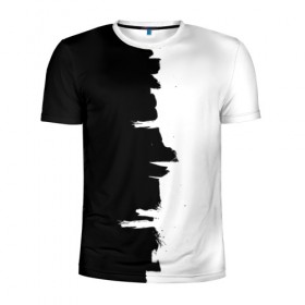 Мужская футболка 3D спортивная с принтом Черным по белому в Петрозаводске, 100% полиэстер с улучшенными характеристиками | приталенный силуэт, круглая горловина, широкие плечи, сужается к линии бедра | black | white | белый | инь | чб | черный | янь