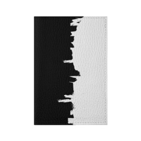 Обложка для паспорта матовая кожа с принтом Черным по белому в Петрозаводске, натуральная матовая кожа | размер 19,3 х 13,7 см; прозрачные пластиковые крепления | black | white | белый | инь | чб | черный | янь
