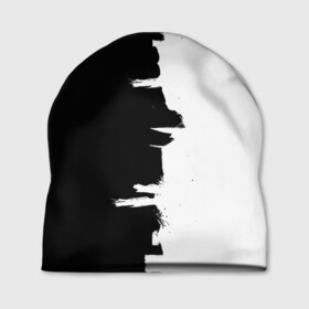 Шапка 3D с принтом Черным по белому в Петрозаводске, 100% полиэстер | универсальный размер, печать по всей поверхности изделия | black | white | белый | инь | чб | черный | янь