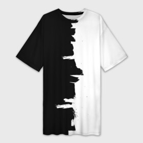 Платье-футболка 3D с принтом Черным по белому в Петрозаводске,  |  | black | white | белый | инь | чб | черный | янь