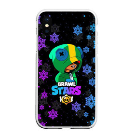 Чехол для iPhone XS Max матовый с принтом Новогодний Brawl Stars LEON в Петрозаводске, Силикон | Область печати: задняя сторона чехла, без боковых панелей | brawl | brawl stars | crow | leon | stars | бравл | бравл старс | браво старс | игра | компьютерная | кров | леон | новогодний | новый год | онлайн | с новым годом | снежинки | старс