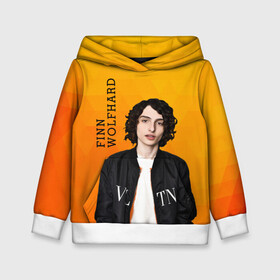 Детская толстовка 3D с принтом finn wolfhard в Петрозаводске, 100% полиэстер | двухслойный капюшон со шнурком для регулировки, мягкие манжеты на рукавах и по низу толстовки, спереди карман-кенгуру с мягким внутренним слоем | finn wolfhard | очень странные дела | финн вулфард