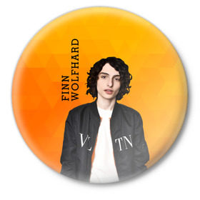 Значок с принтом finn wolfhard в Петрозаводске,  металл | круглая форма, металлическая застежка в виде булавки | Тематика изображения на принте: finn wolfhard | очень странные дела | финн вулфард