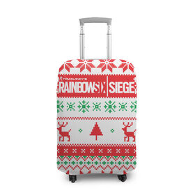 Чехол для чемодана 3D с принтом Новогодний Rainbow Six Siege в Петрозаводске, 86% полиэфир, 14% спандекс | двустороннее нанесение принта, прорези для ручек и колес | christmas | claus | funny | gameplay | jingle | merry | mozzie | pvp | r6s | santa | герой | клаус | огонь | олени | осада | радуга | рождество | санта | снайпер | снежинки | шутер