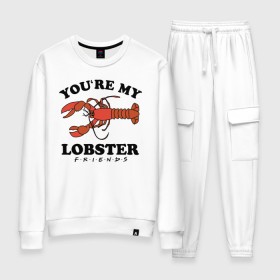 Женский костюм хлопок с принтом You`re my Lobster в Петрозаводске, 100% хлопок | на свитшоте круглая горловина, мягкая резинка по низу. Брюки заужены к низу, на них два вида карманов: два 